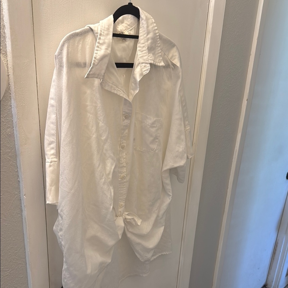 Oversized White Button-Up Shirt